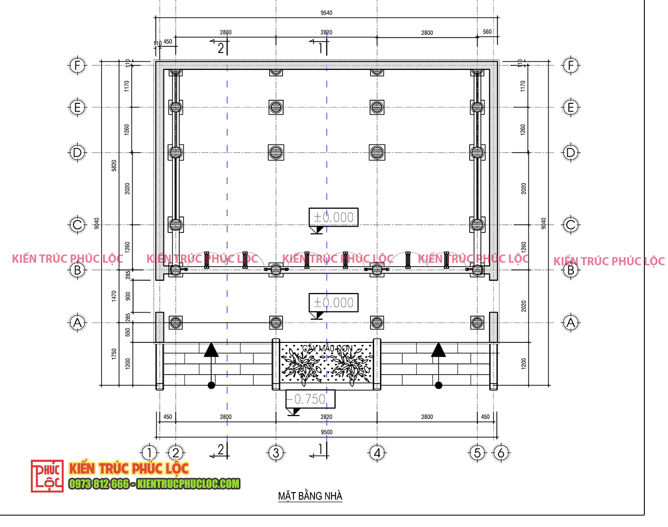 Mặt bằng 2D một căn nhà gỗ sân vườn 3 gian
