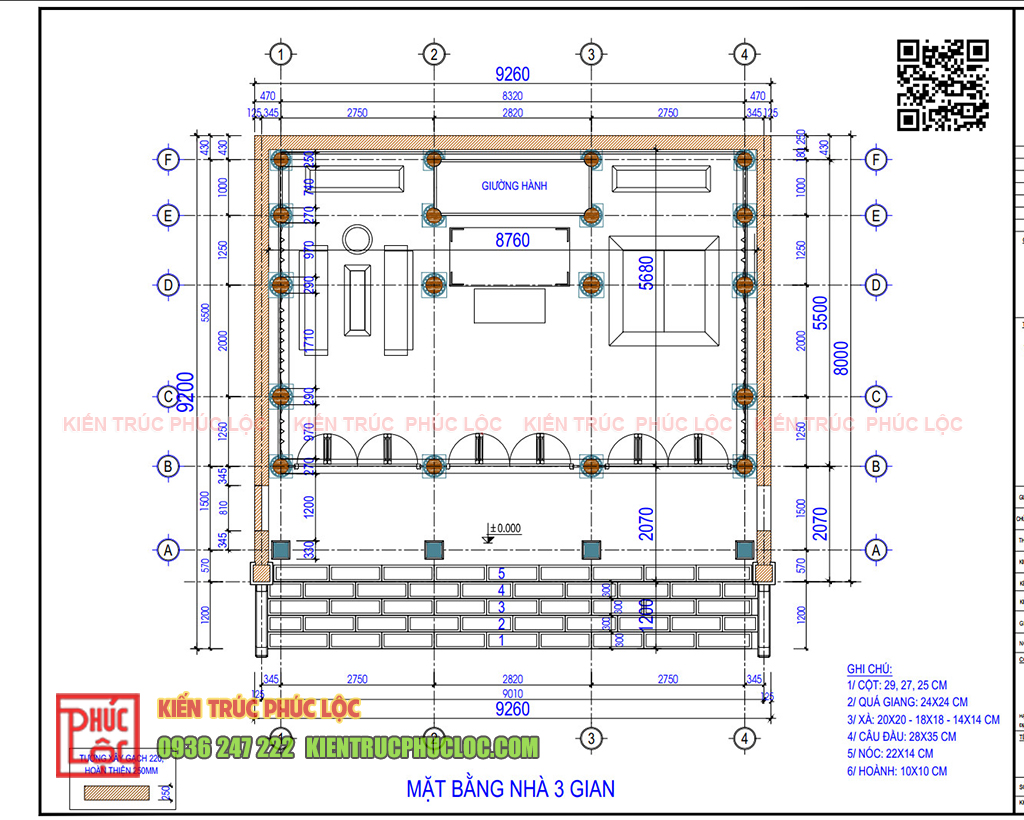 Mẫu thiết kế nhà gỗ 3 gian 