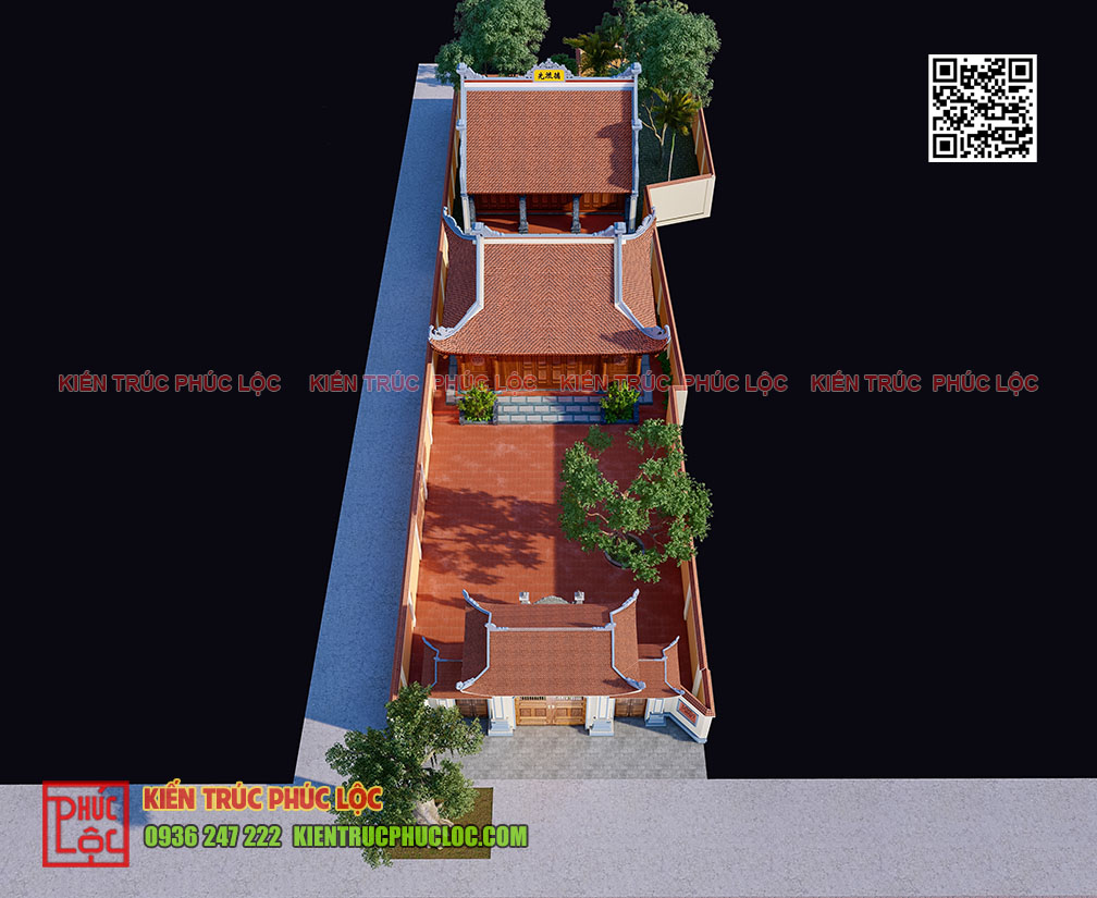 mẫu nhà gỗ 3 gian bố cục chữ nhị 7