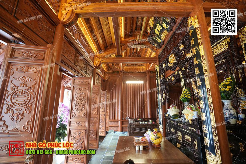 Cách bố trí công năng trong nhà gỗ 3 gian 4 mái