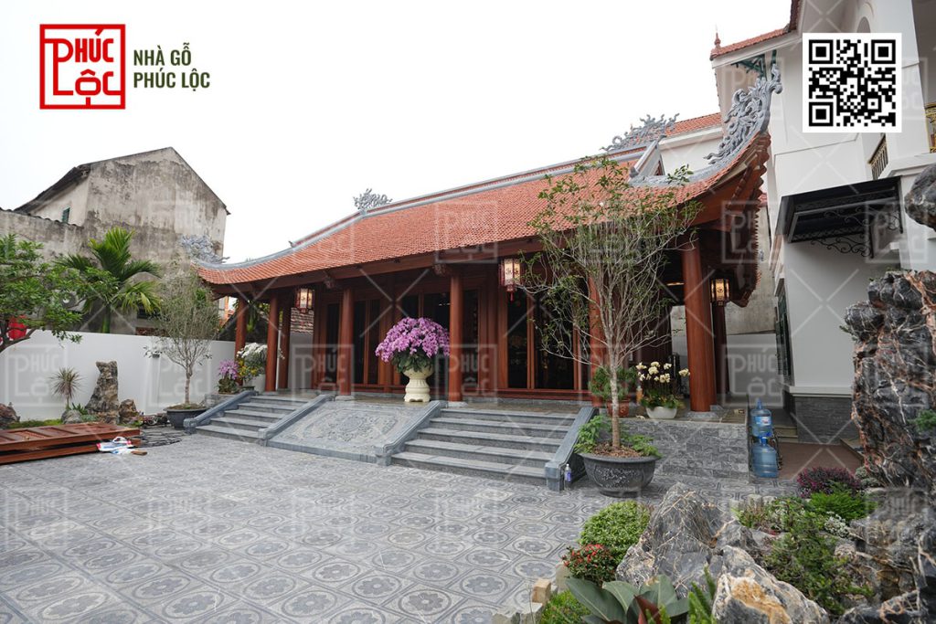 Mẫu nhà từ đường 3 gian 4 mái đao cong